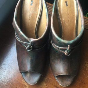 Wooden Heeled Leather Clogs